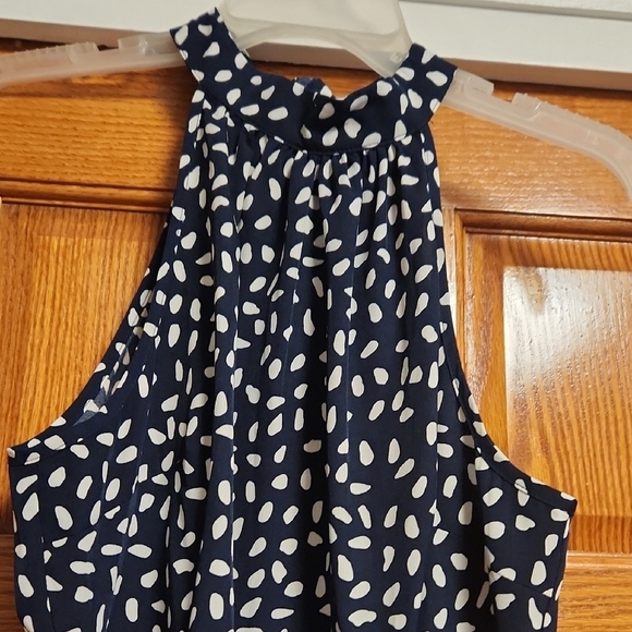 Elegant Navy and White Polka Dot Dress - Picture 3 of 3